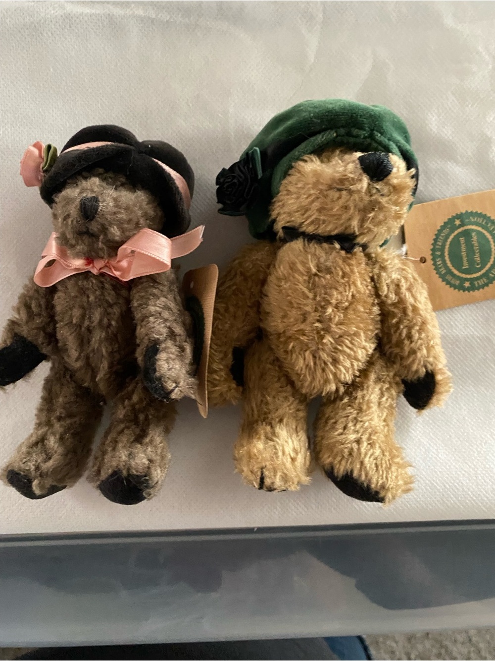 Vintage Boyds Bears Jointed Plush Flower Hats Lot Of 2 Small Stuffed Blanche